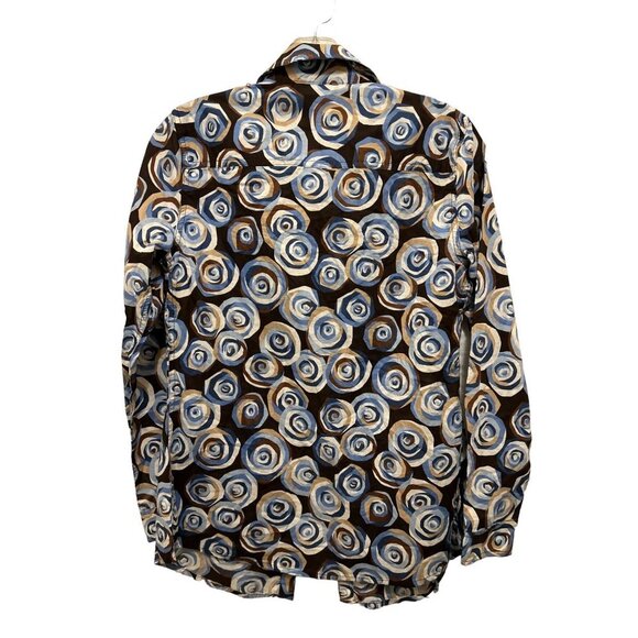 J. McLauglinh Cotton Shirt Button-up Geometric Brown Blue - Picture 4 of 8